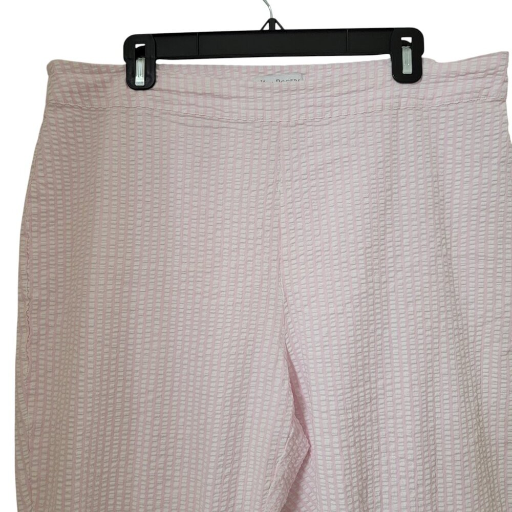 Kim Rogers Size 14 Pink and White Gingham Seersucker Cropped Pants - Picture 2 of 14